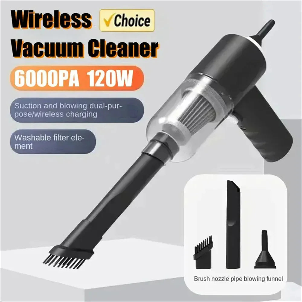 Portable Wireless Car Vacuum Cleaner - 6000Pa Powerful Handheld Vacuum
