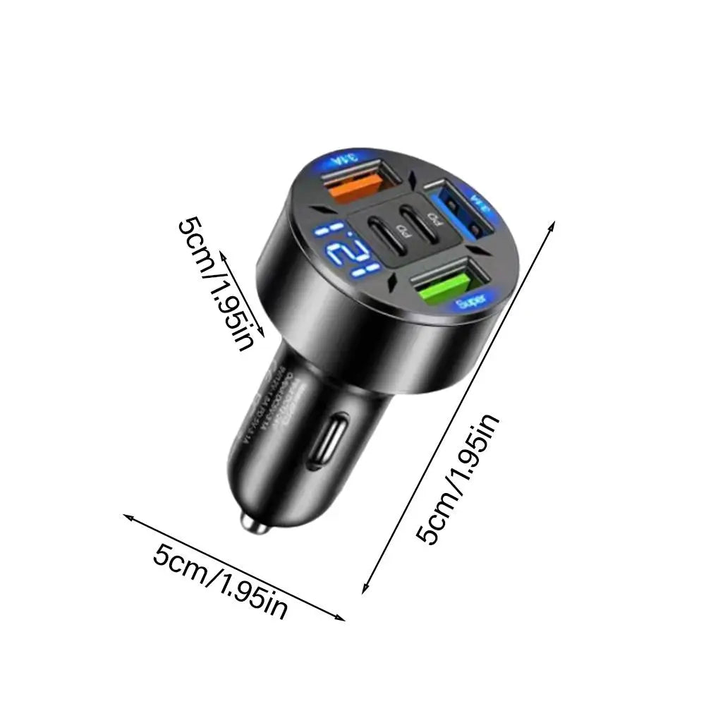 BODIQO 250W Fast Car Charger -5 Post USB & USB-C
