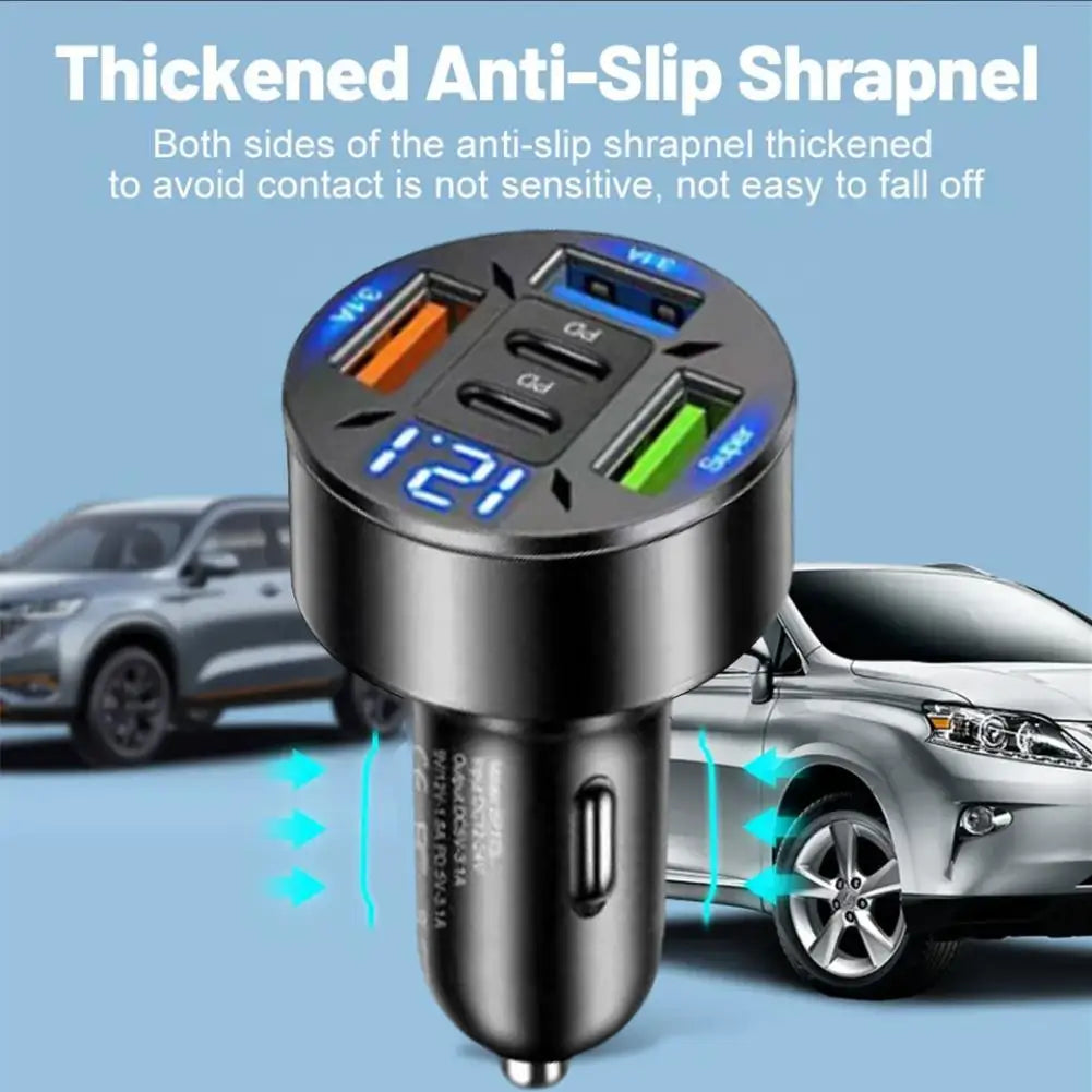 BODIQO 250W Fast Car Charger -5 Post USB & USB-C