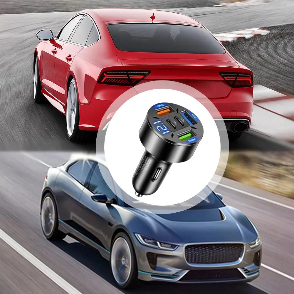 BODIQO 250W Fast Car Charger -5 Post USB & USB-C